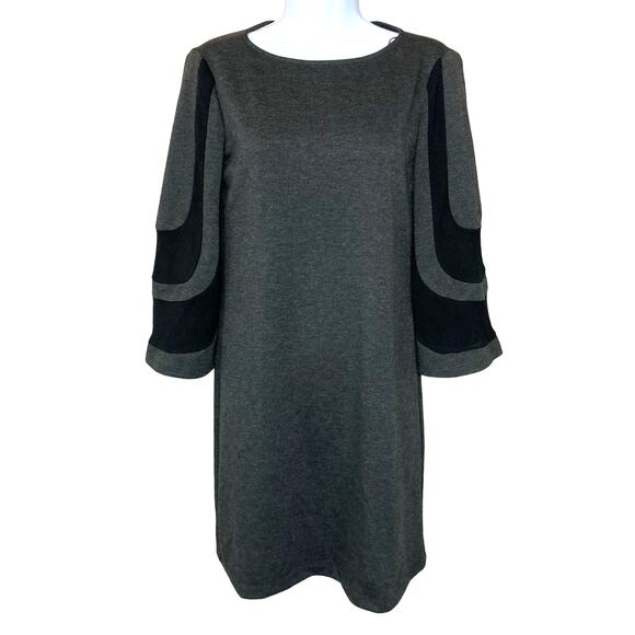 Boston Proper Muse Shift Mini Dress Mod Bell Sleeves Boat Neck A-Line Size 4 - Picture 1 of 16